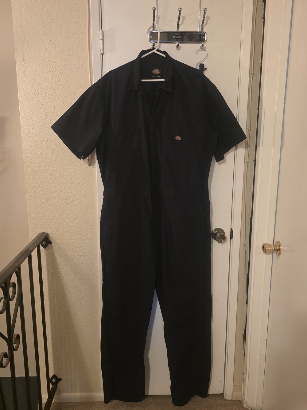 Michael Meyers Costume Dickies Men's Black Short-Sleeve Coverall Jumpsuit